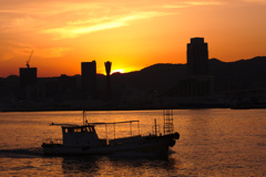 神戸大橋の夕日
