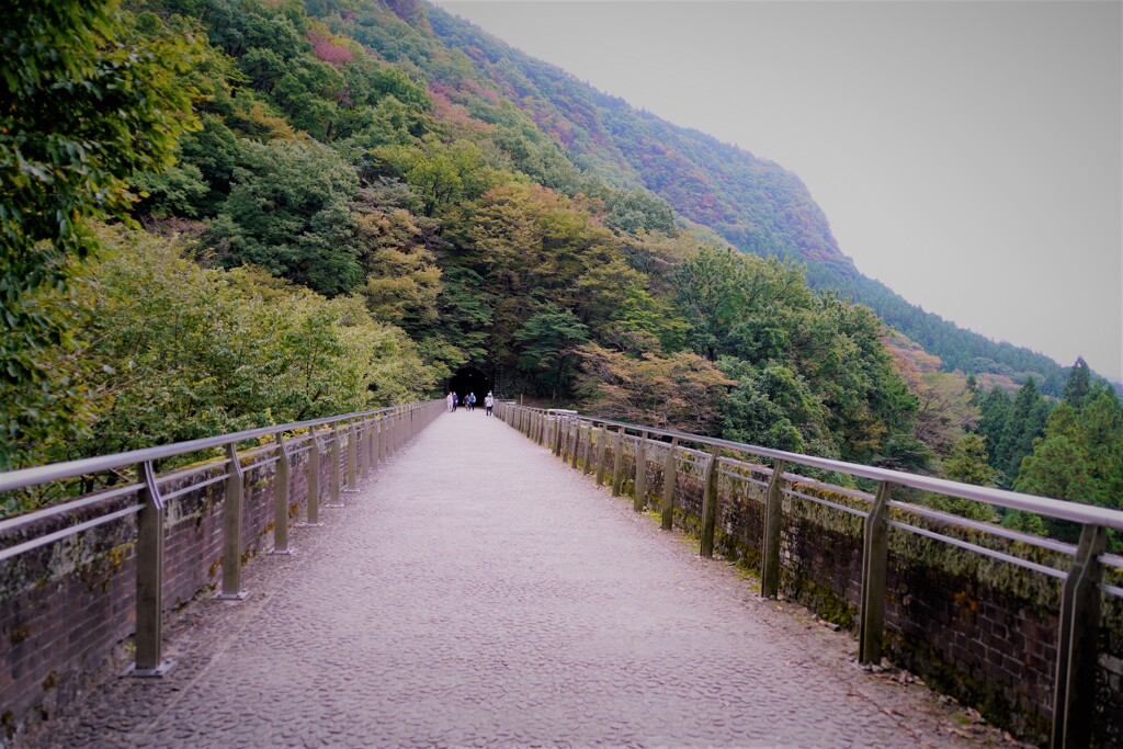 めがね橋の上