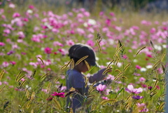 花を楽しんだ双子
