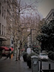 寒くて寂しい霧雨の街でした…