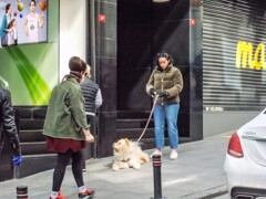 スーパーの行列の向かいの通り…