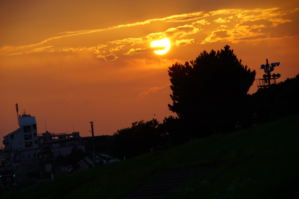 夕陽に群雲
