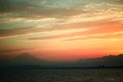 江の島と富士　5月の夕焼け