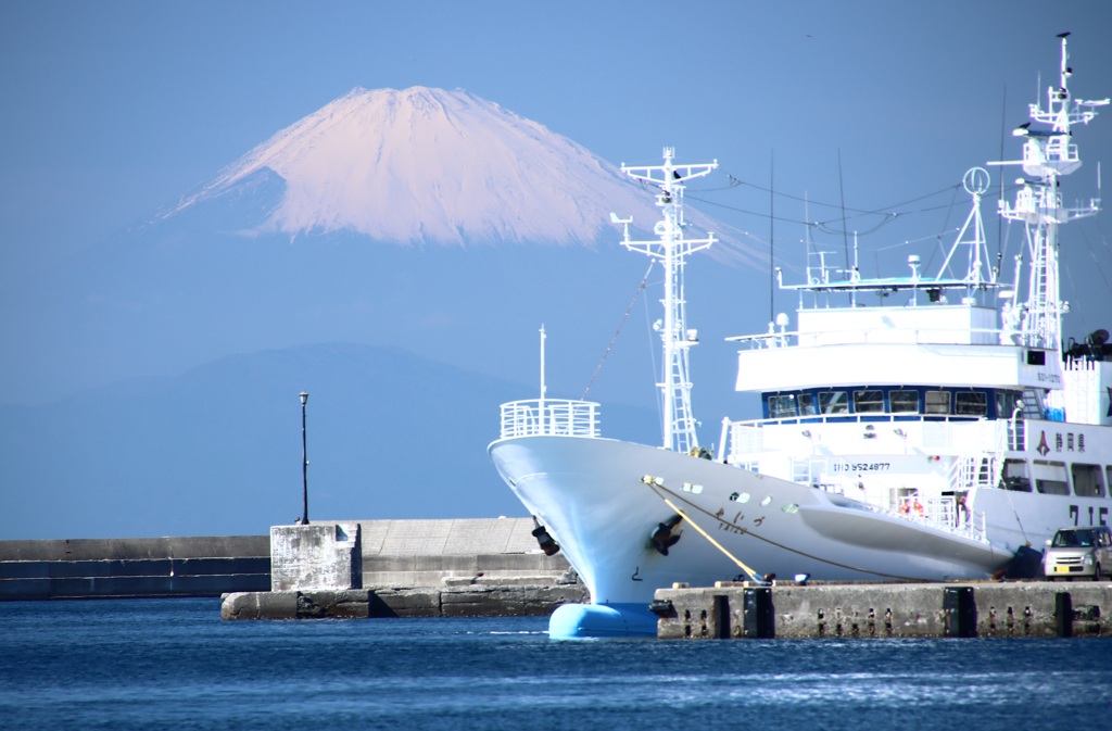 渡り船から富士山　三崎港