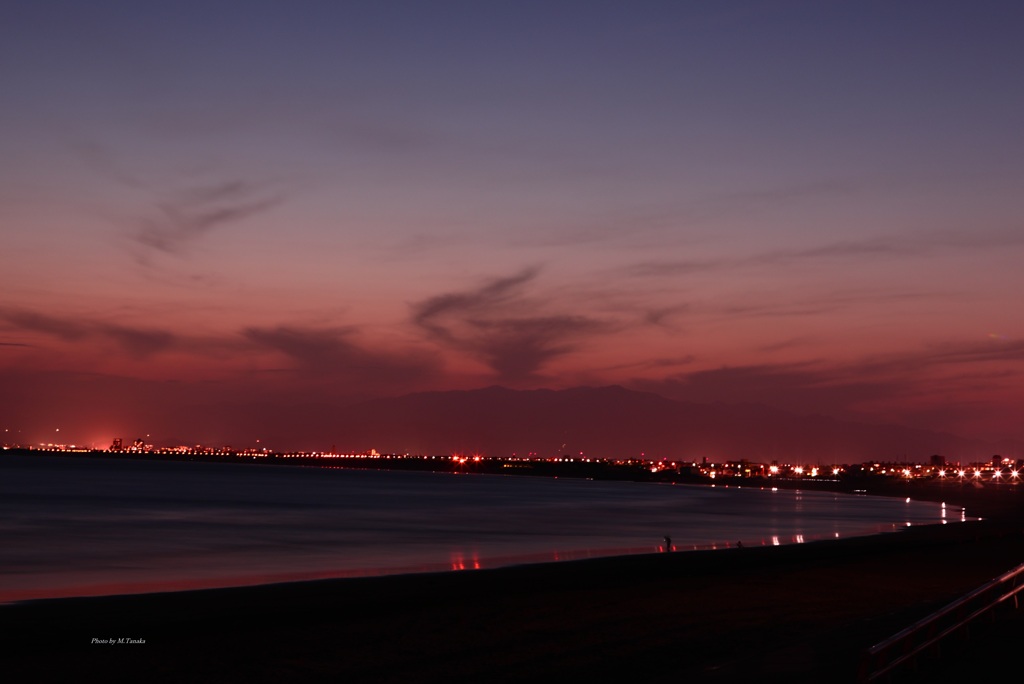 日没後の江の島夜景