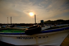 港の夕暮れ