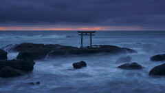 鳥居と海