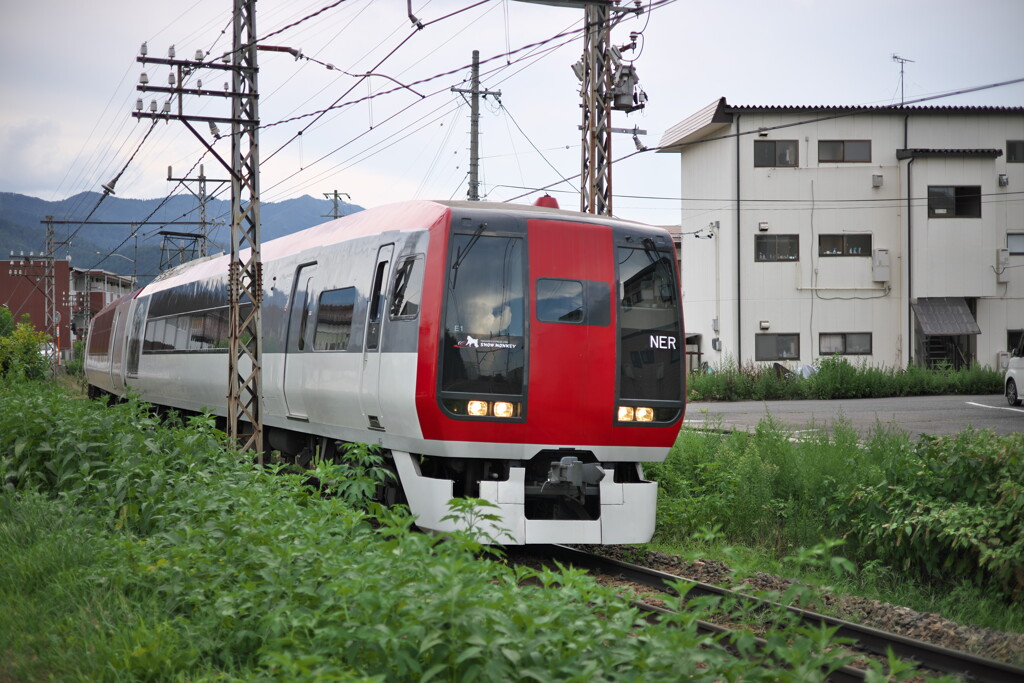 長野電鉄の特急 　信州中野駅付近にて (2)