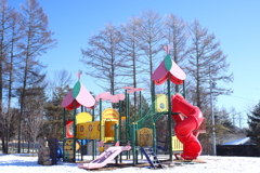 冬の公園の遊具