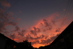 中庭からの夕焼け