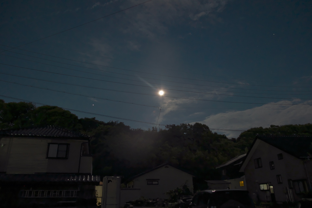 庭先でお月見 土星木星とともに
