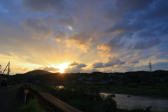 近所の夕日