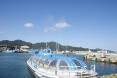 鯨なので潮を噴き上げます。