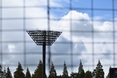 台風一過のスタジアム
