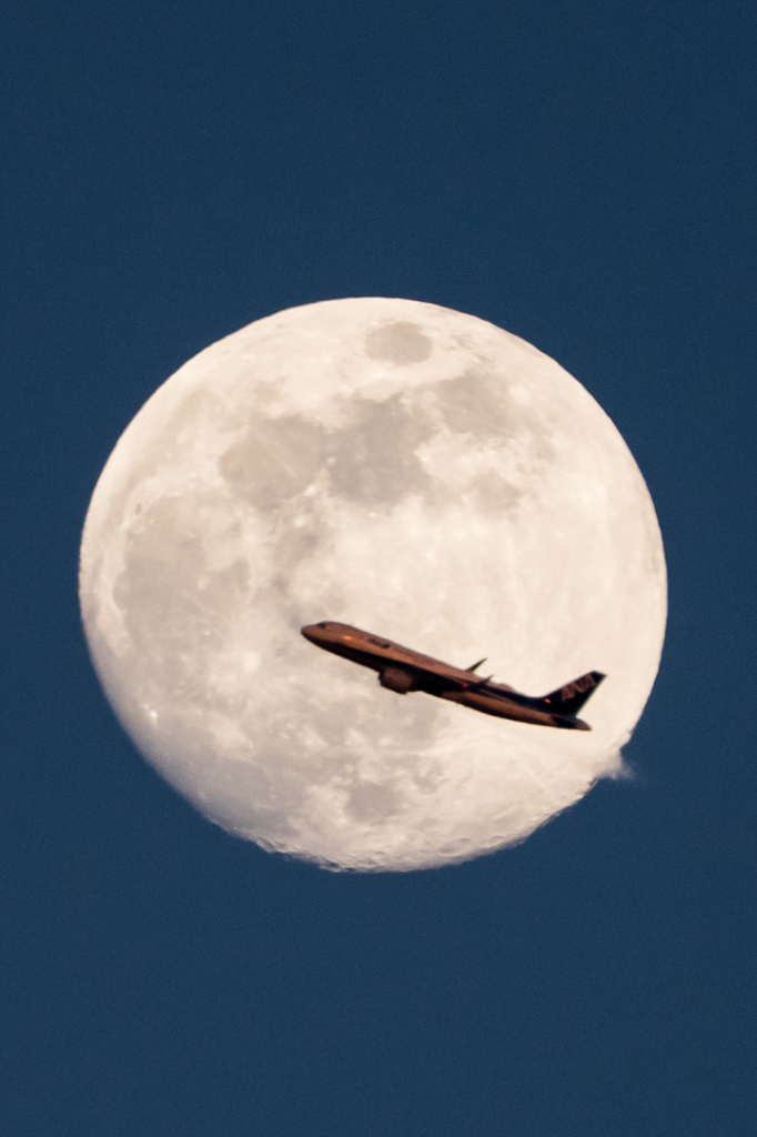 飛行機と月