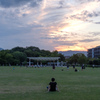 夕焼けを見ている