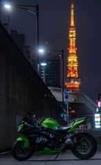 聳える東京タワー