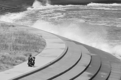 まっすぐ海を見つめる