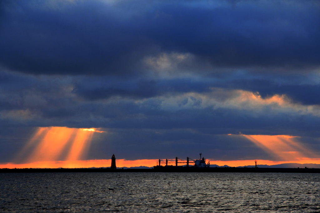 釧路港の光芒