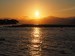 琵琶湖の夕陽