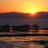 夕焼けと水田