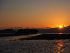 琵琶湖の夕陽