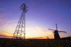 鉄塔と夕陽 ひまわり編 鉄塔と夕陽 ひまわり編