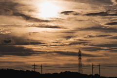 夕陽の鉄塔 夕陽の鉄塔