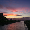 浦安境川　夏の日の夕景