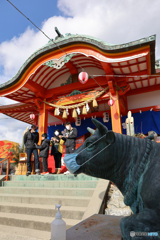 初詣　天満宮　牛から虎へ