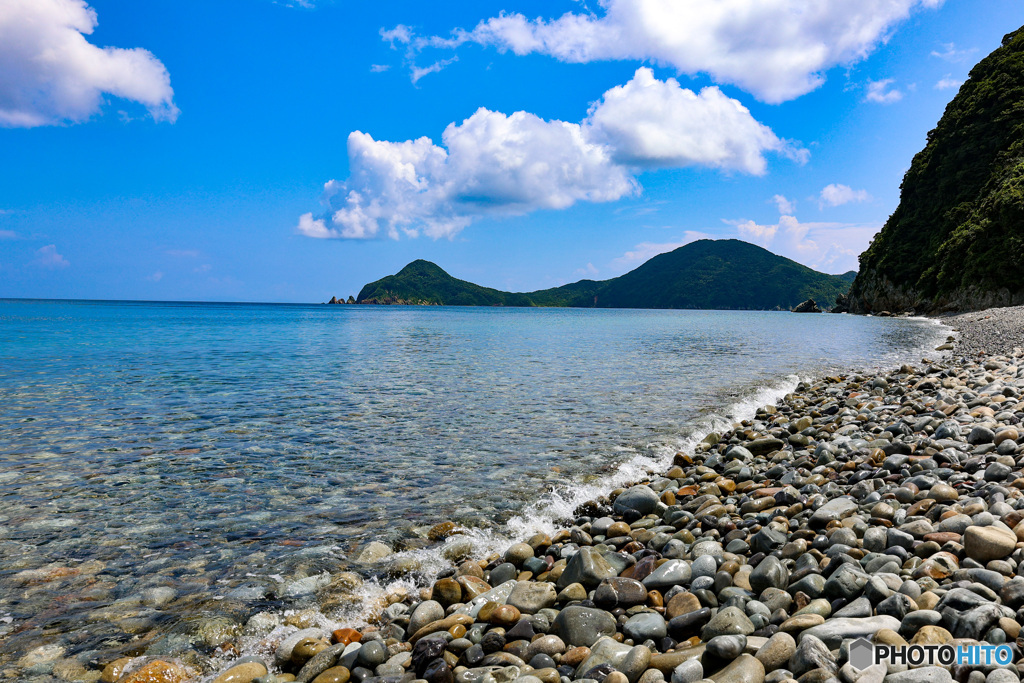 甑島の思い出　玉石の透明な海@長目の浜
