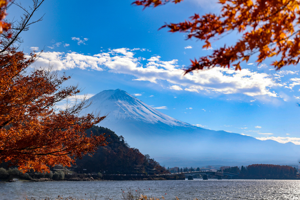 憧れていた写真　富士山と湖と紅葉