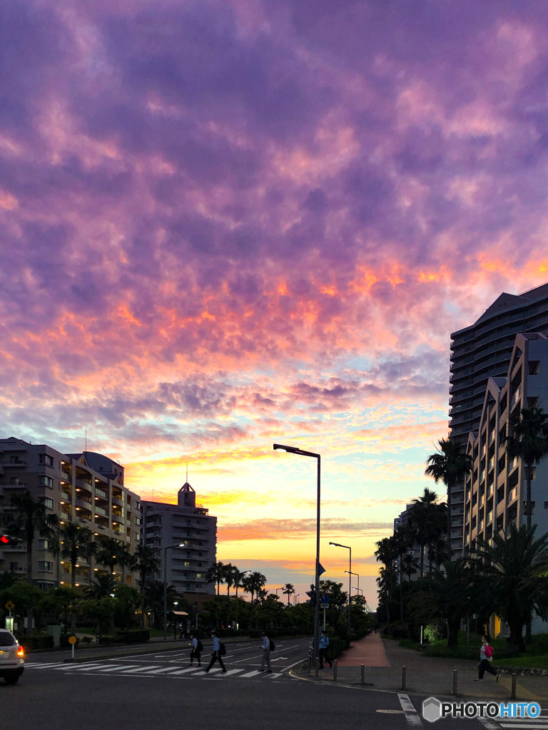 夏至　昨日のパープル夕焼け空
