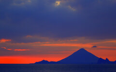 開聞岳と夕焼け①