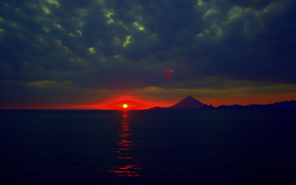 開聞岳と夕焼け③