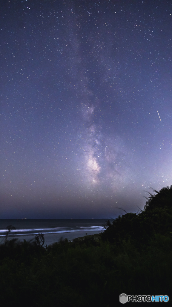 天の川と流星と飛行機