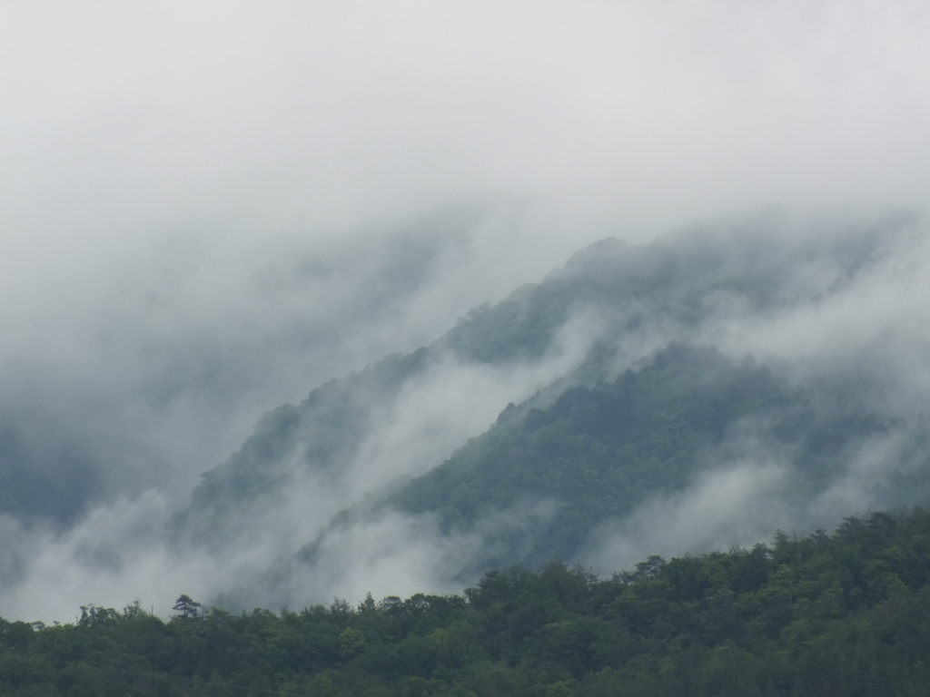 夏景　山霧