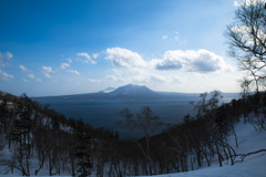 山行途中の風不死岳と樽前山