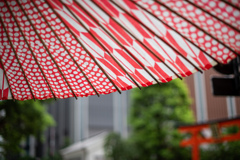 紅白の色が美しい和傘