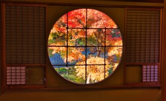 円窓と紅葉