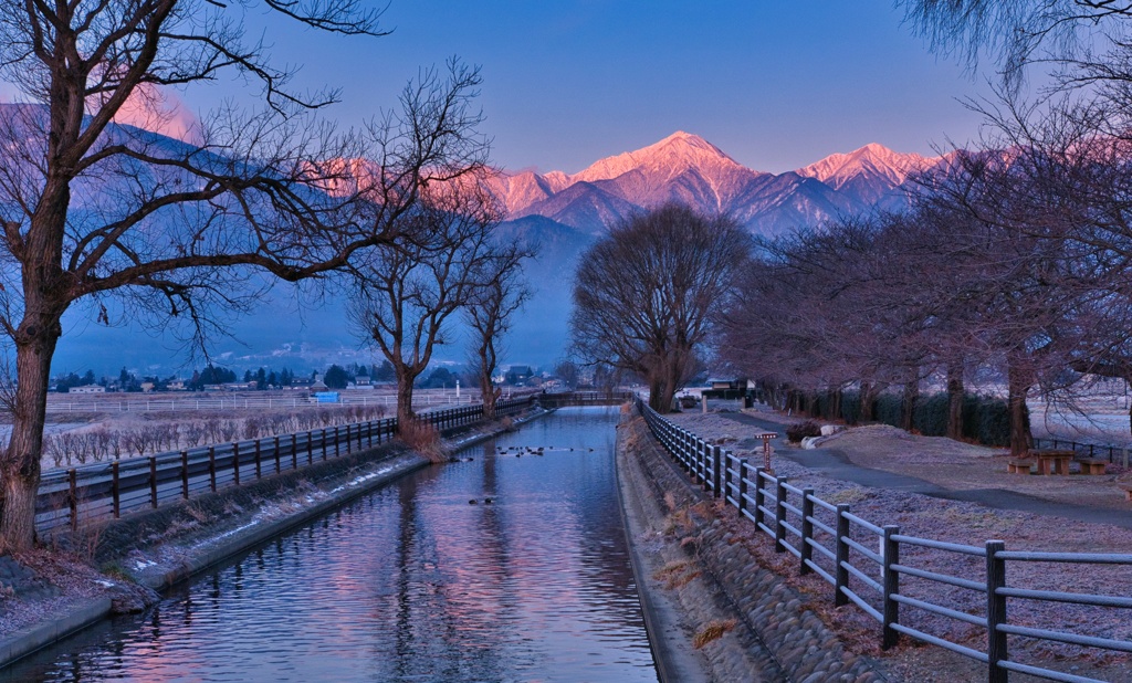 雪山を望む景色