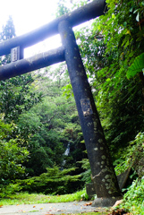 鳥居の向こうは喜如嘉の七滝(沖縄県)