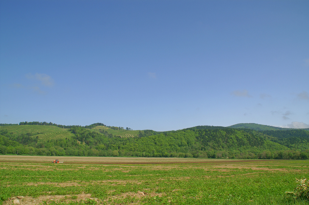 北海道　赤いトラクター