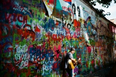music plays at lennon wall.