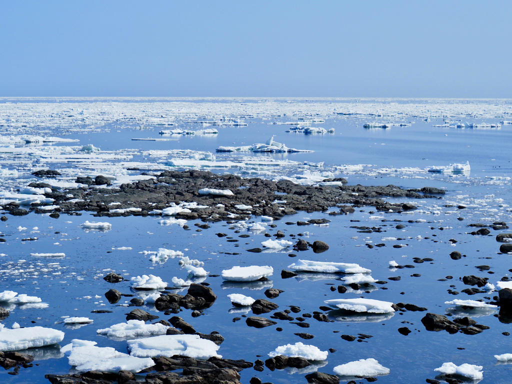 流氷、点々と