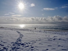 気嵐後の海岸を歩く