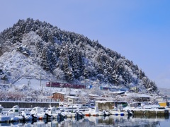 漁港と貨物列車