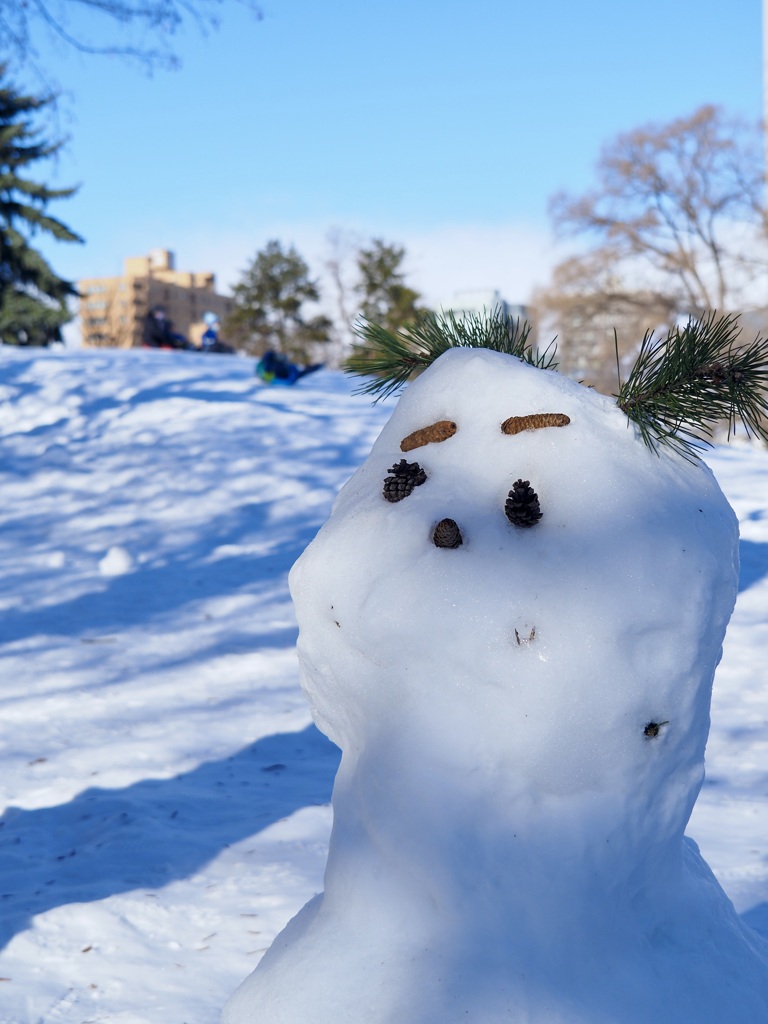 雪だるまが見守る