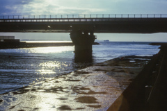 陽に照らされる入江