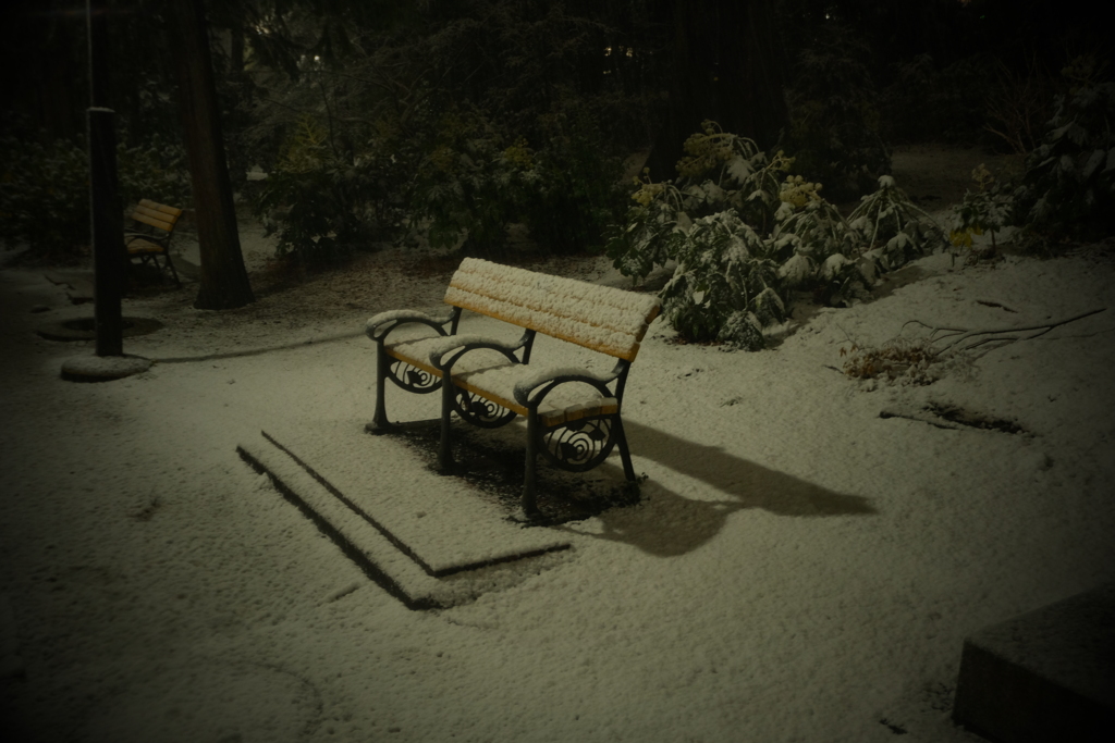 雪夜のベンチ